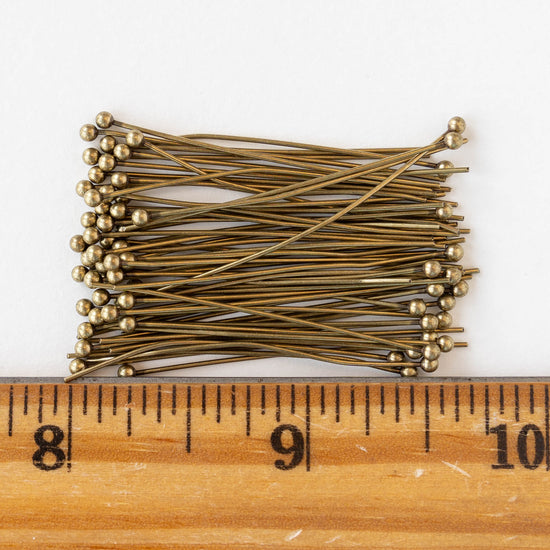 Headpins - Brass 1.5 Inch Balled Tip - 20 Headpins