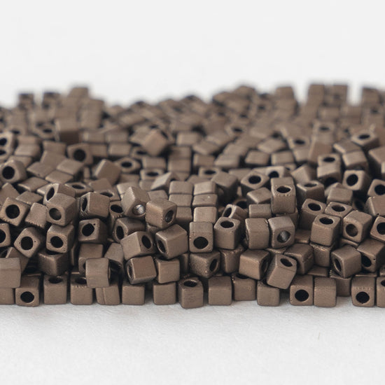 1.8mm Miyuki Cube Beads  - Matte Metallic Bronze Brown - 10 grams