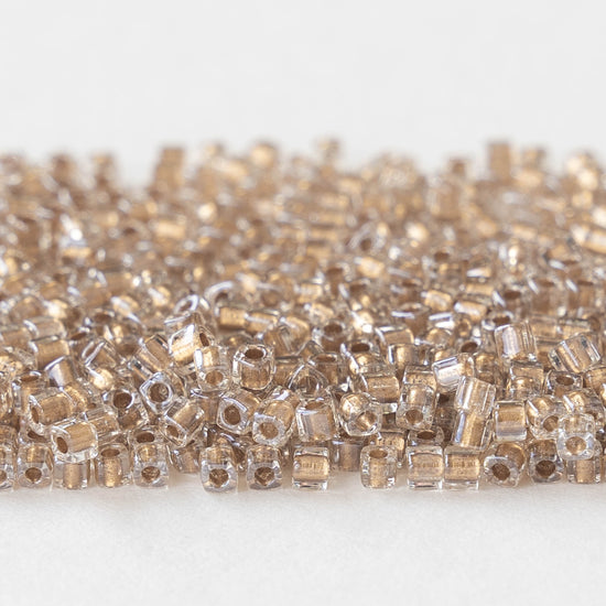 1.8mm Miyuki Cube Beads  - Gold Lined Crystal - 20 grams
