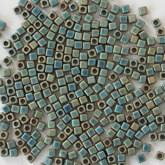 1.8mm Miyuki Cube Beads - Verde Gris Patina - 10 or 30 grams