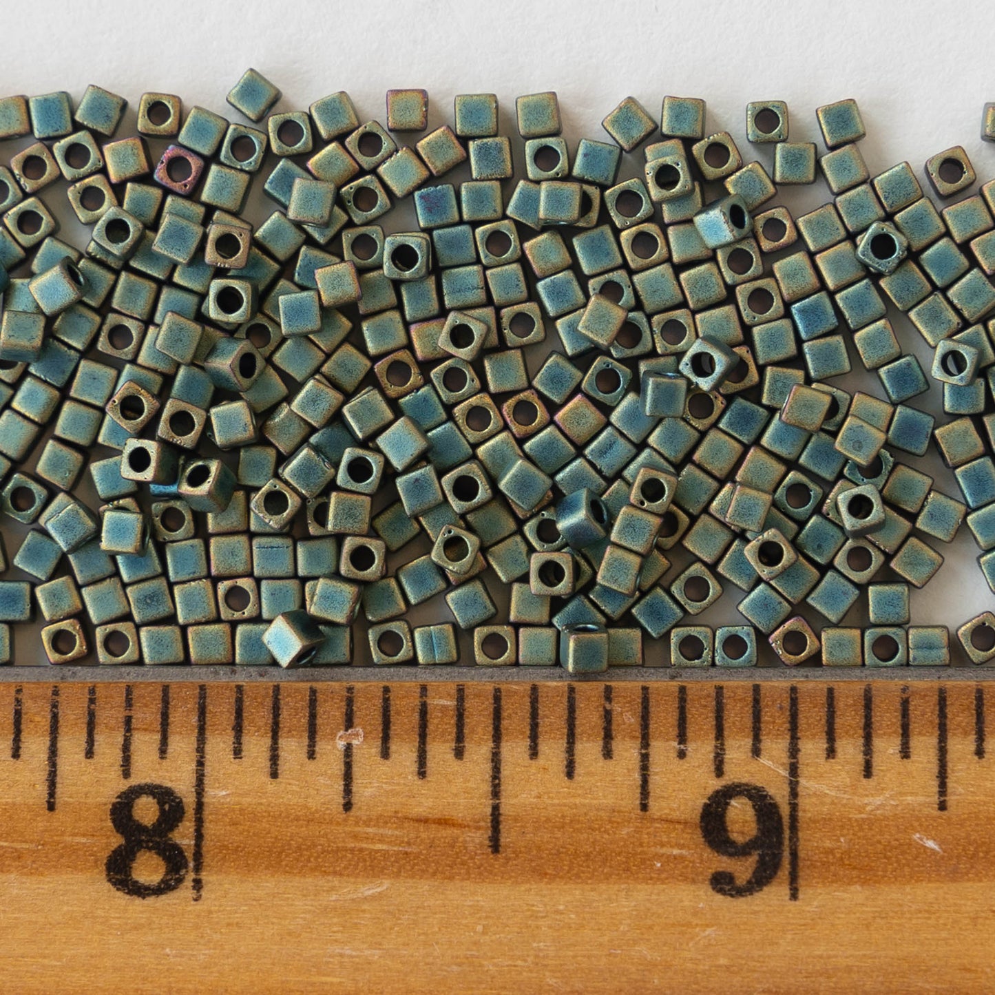 Load image into Gallery viewer, 1.8mm Miyuki Cube Beads - Verde Gris Patina - 10 or 30 grams
