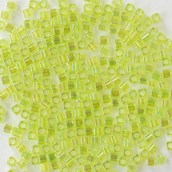 1.8mm Miyuki Cube Beads  - Chartreuse AB  - 20 grams