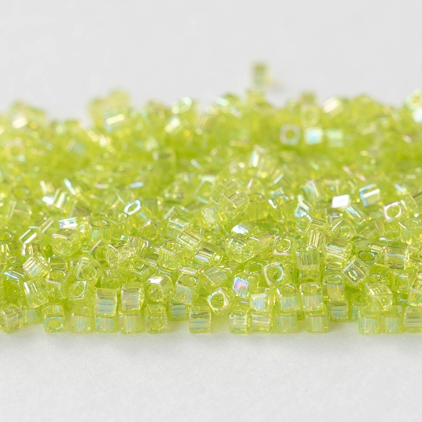 Load image into Gallery viewer, 1.8mm Miyuki Cube Beads  - Chartreuse AB  - 20 grams
