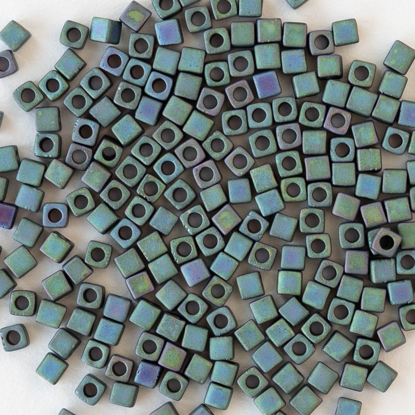 1.8mm Miyuki Cube Beads  - Matte Metallic Blue Green Iris - 10 grams