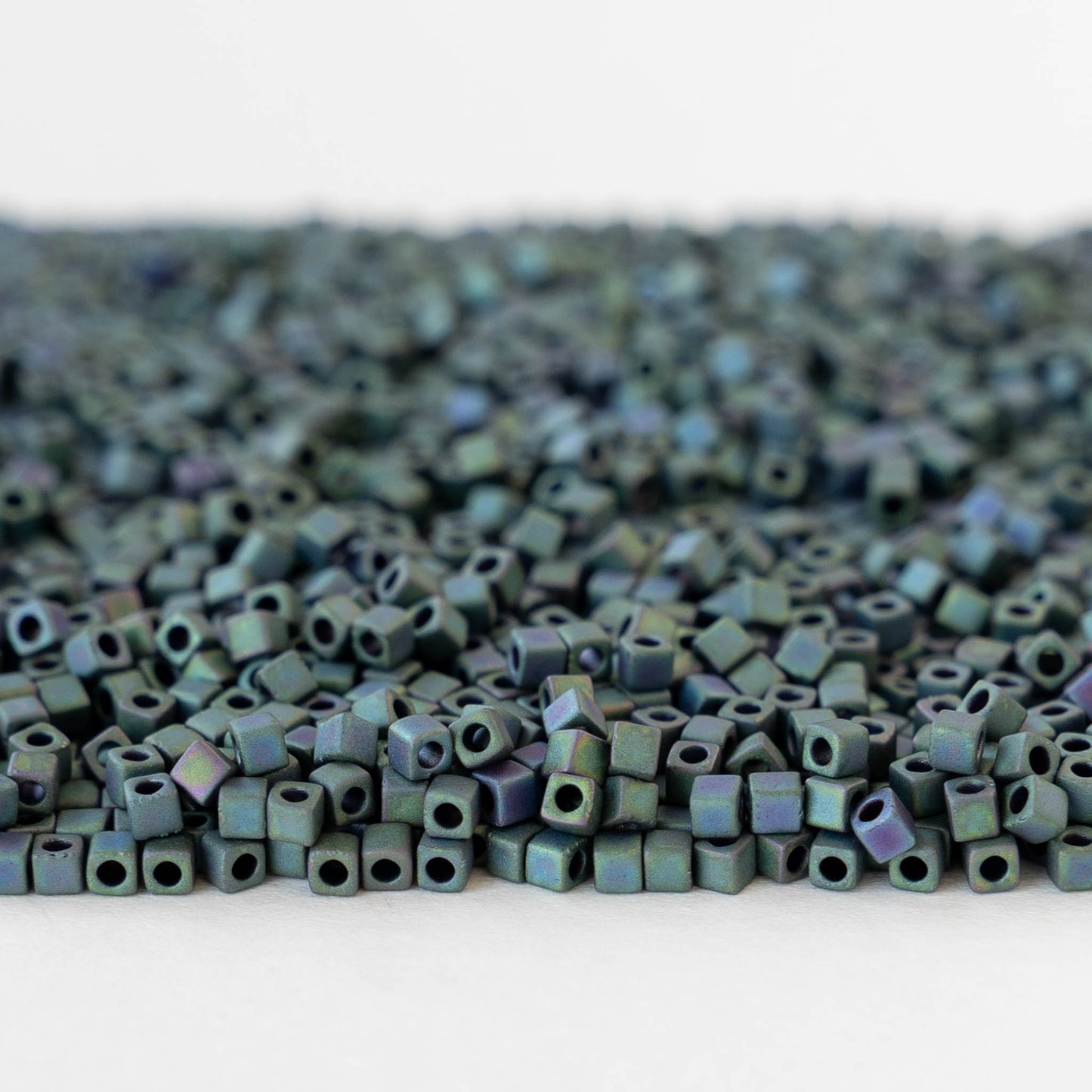 1.8mm Miyuki Cube Beads  - Matte Metallic Blue Green Iris - 10 grams