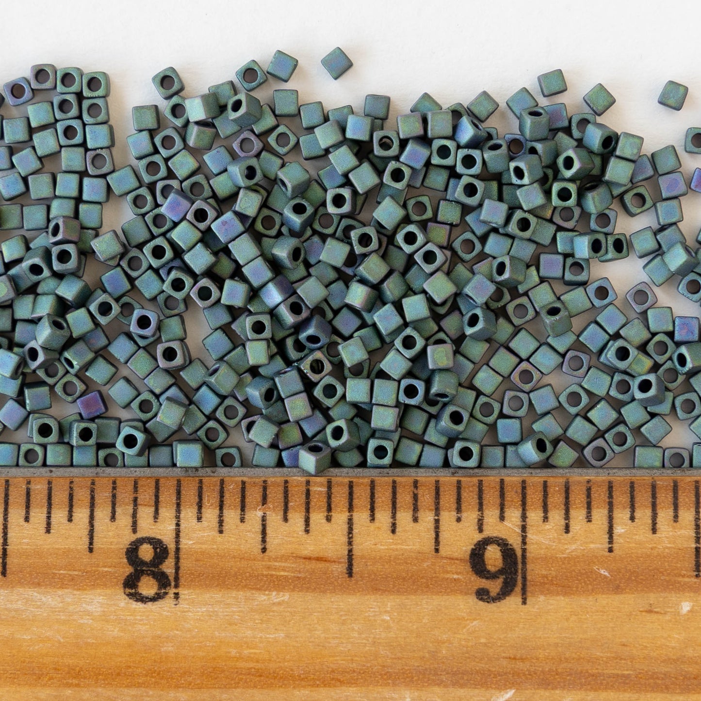 1.8mm Miyuki Cube Beads  - Matte Metallic Blue Green Iris - 10 grams