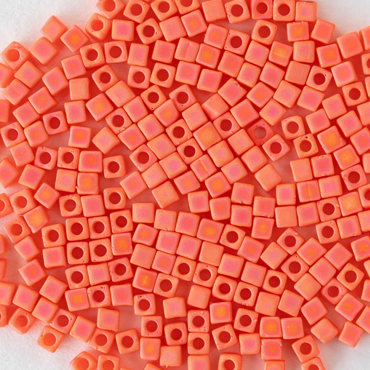 1.8mm Miyuki Cube Beads  - Opaque Orange AB Matte - 10 grams