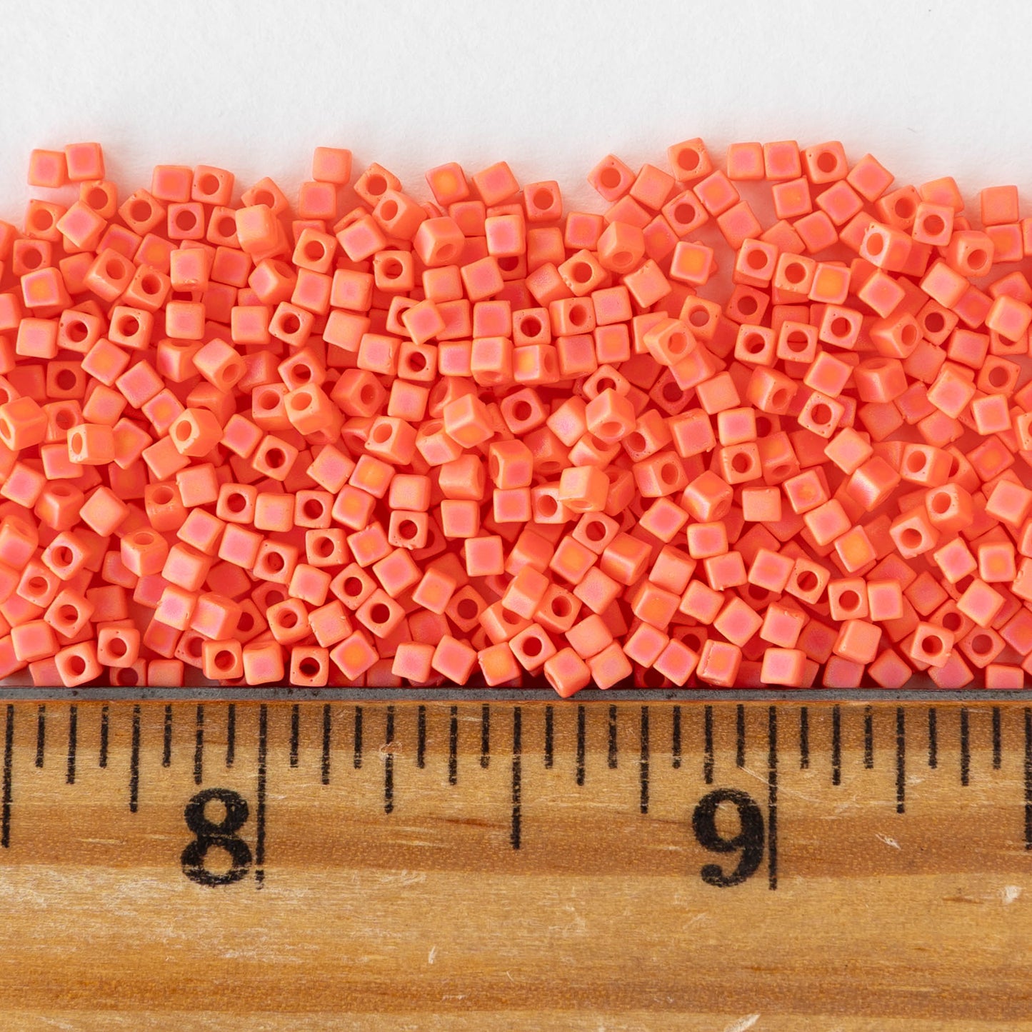 1.8mm Miyuki Cube Beads  - Opaque Orange AB Matte - 10 grams