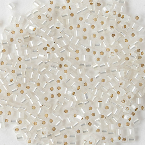 1.8mm Miyuki Cube Beads  - Matte Silver Lined Crystal - 20 grams