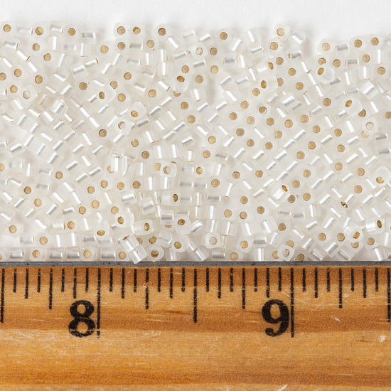 1.8mm Miyuki Cube Beads  - Matte Silver Lined Crystal - 20 grams