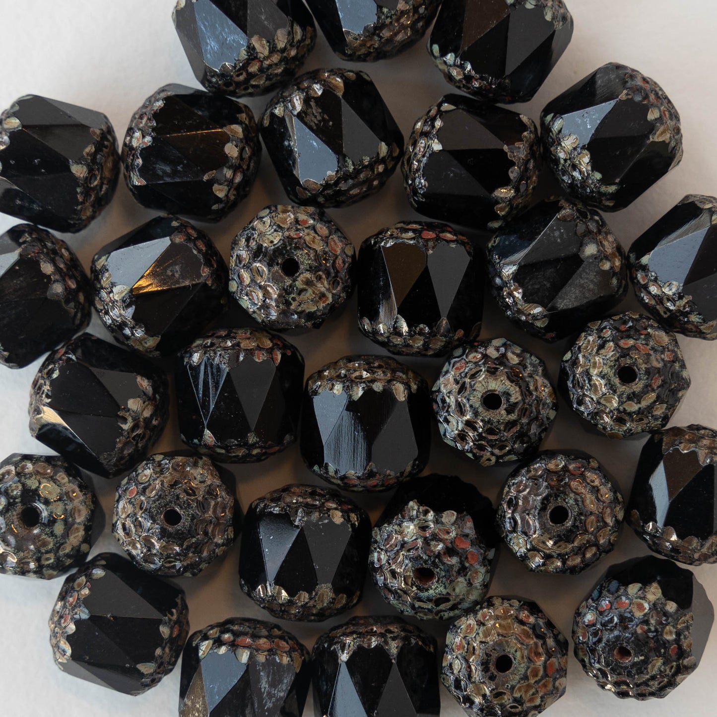 Load image into Gallery viewer, 10mm Cathedral Cut Tube Beads - Black - 10 Beads
