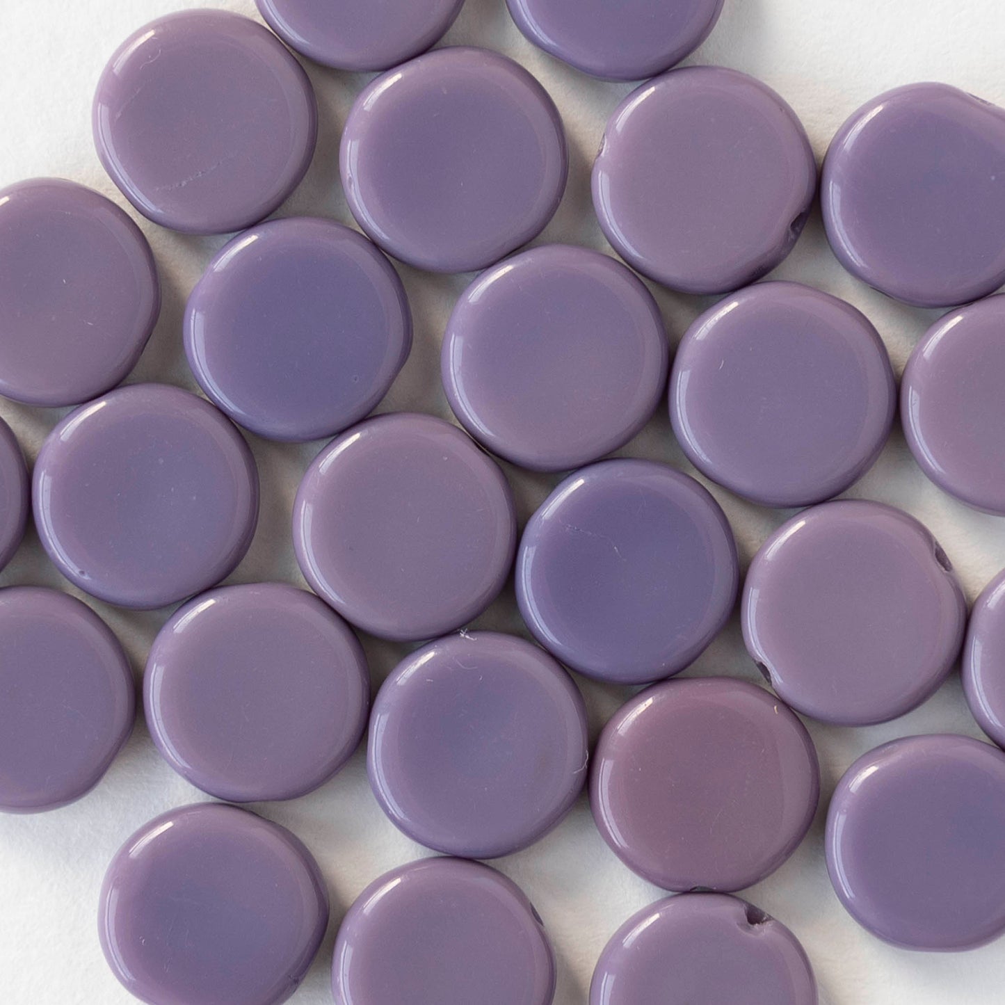10mm Coin Beads - Opaque Amethyst - 20 beads