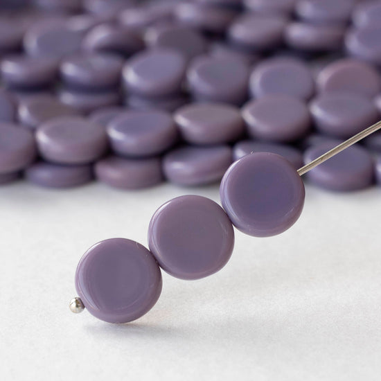 10mm Coin Beads - Opaque Amethyst - 20 beads