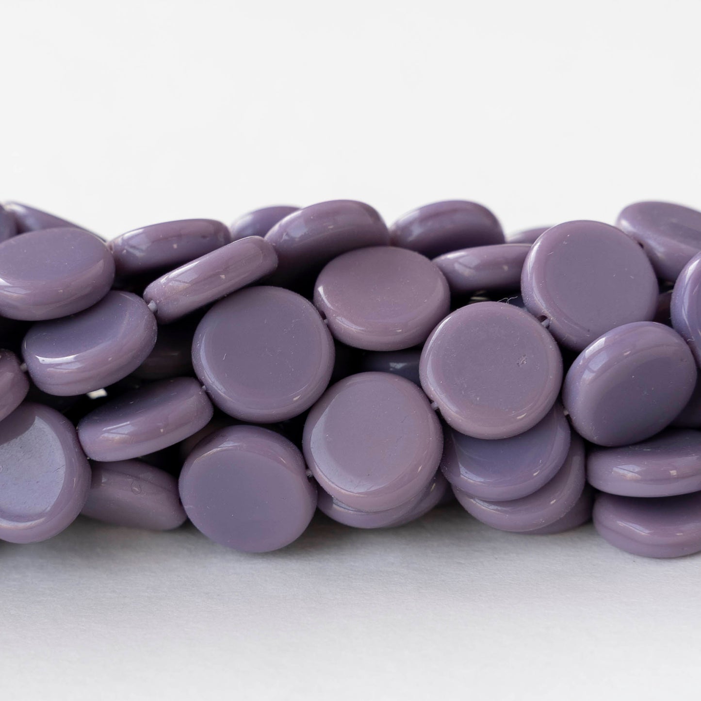 10mm Coin Beads - Opaque Amethyst - 20 beads