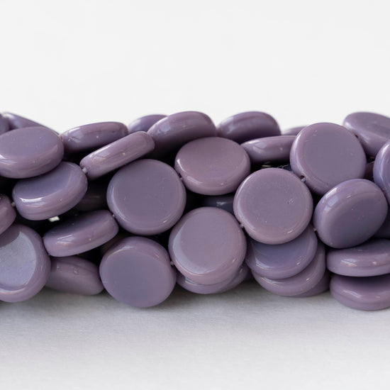 10mm Coin Beads - Opaque Amethyst - 20 beads