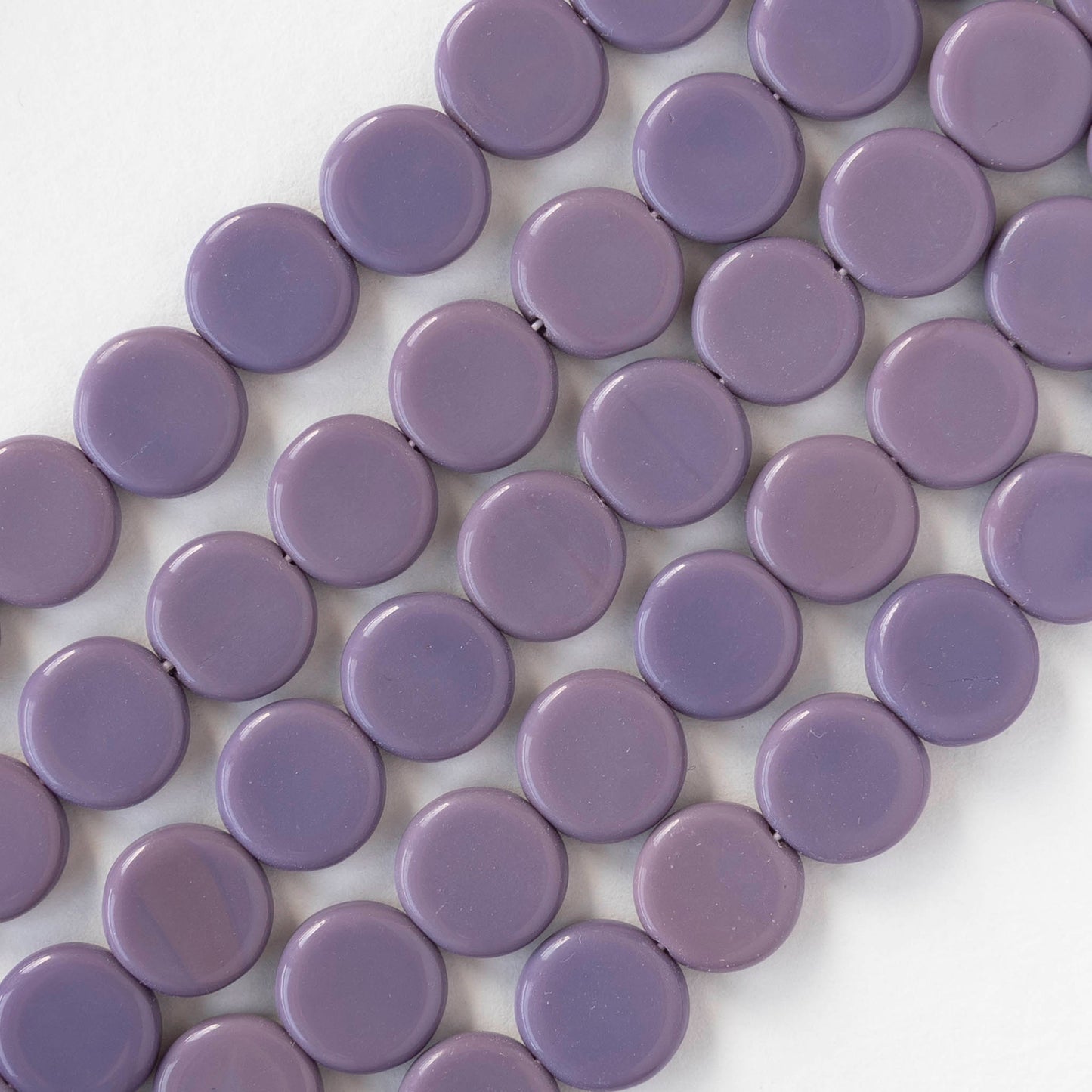 10mm Coin Beads - Opaque Amethyst - 20 beads