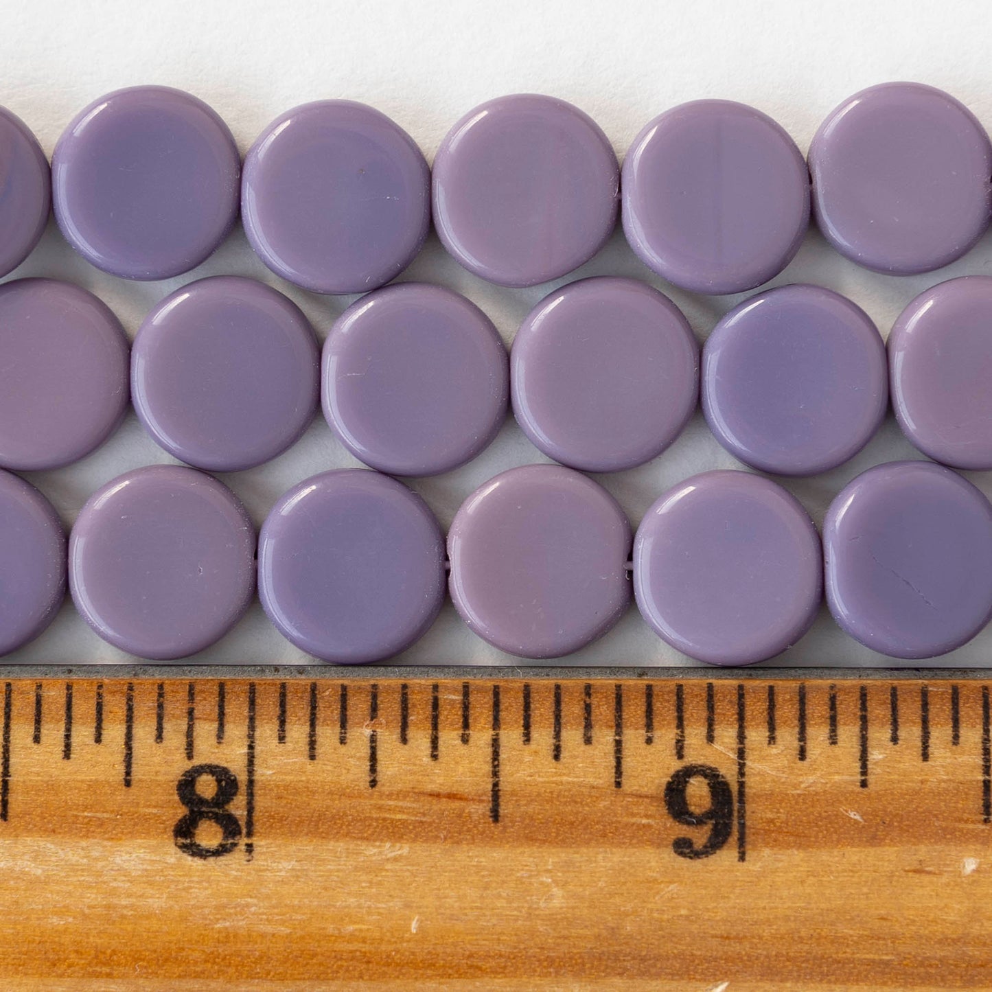 10mm Coin Beads - Opaque Amethyst - 20 beads