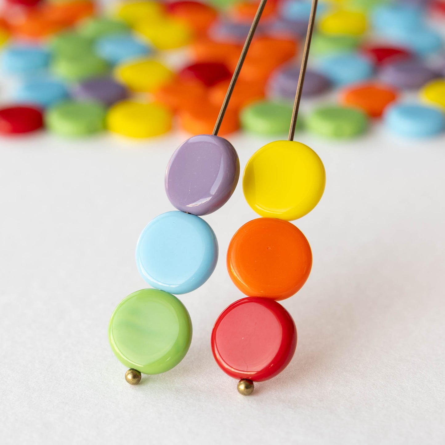 10mm Coin Beads - Opaque Color Mix  - 70 beads