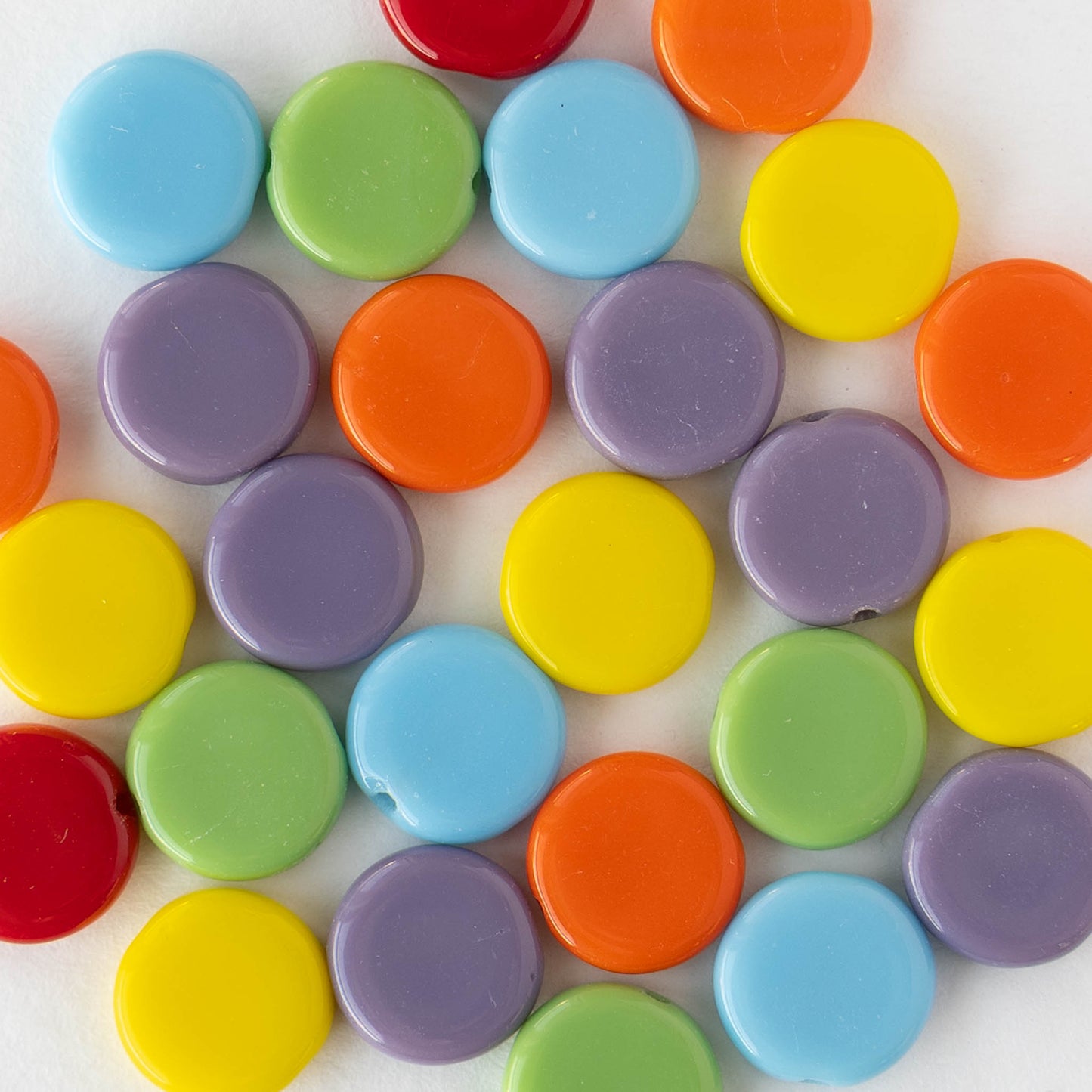10mm Coin Beads - Opaque Color Mix  - 70 beads