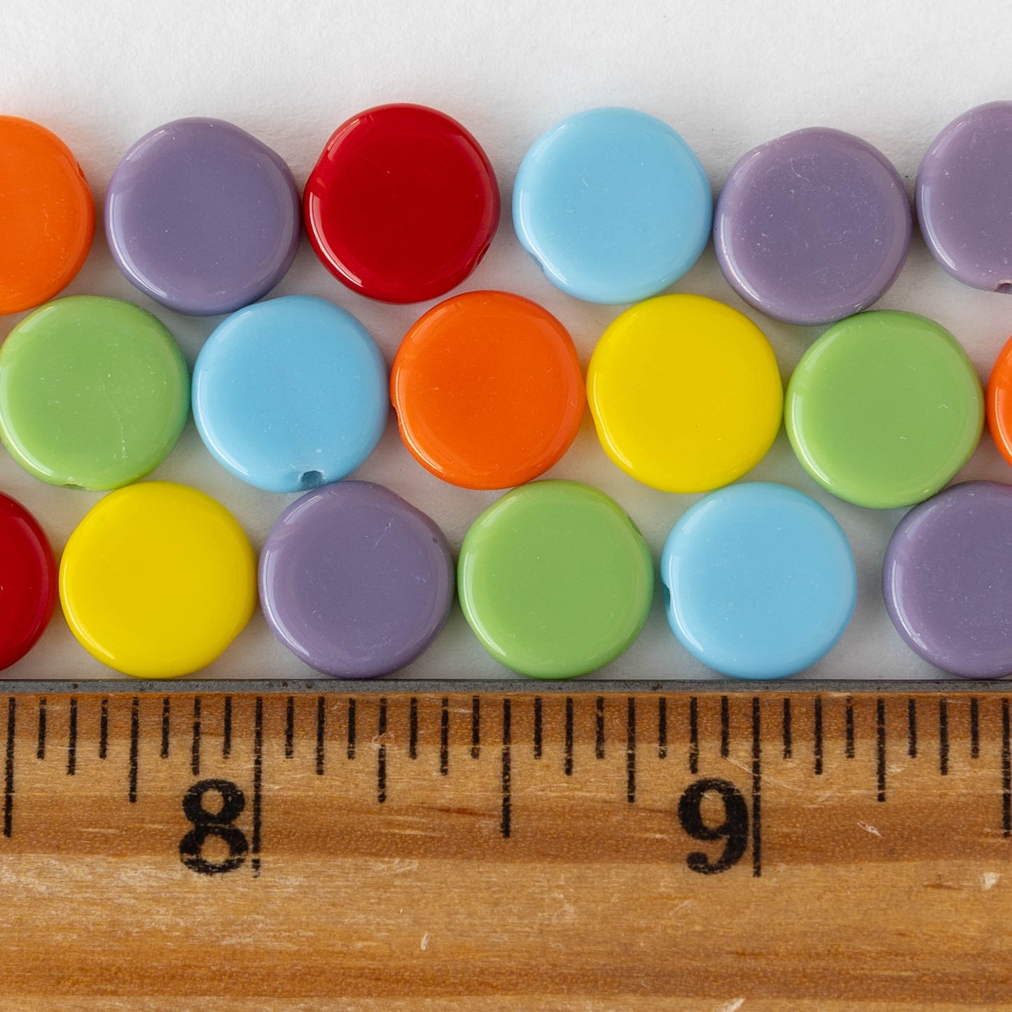 10mm Coin Beads - Opaque Color Mix  - 70 beads