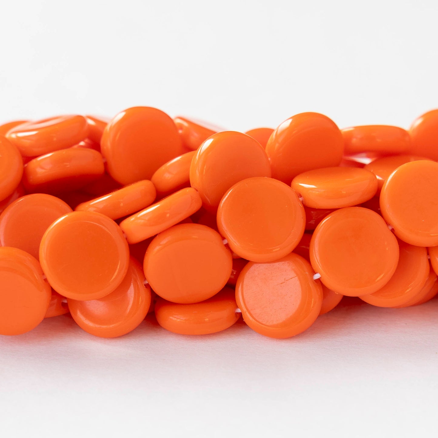 10mm Coin Beads - Opaque Orange - 20 beads