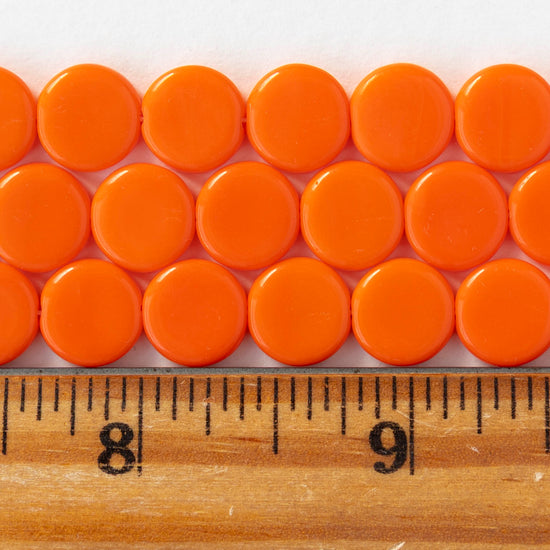 10mm Coin Beads - Opaque Orange - 20 beads