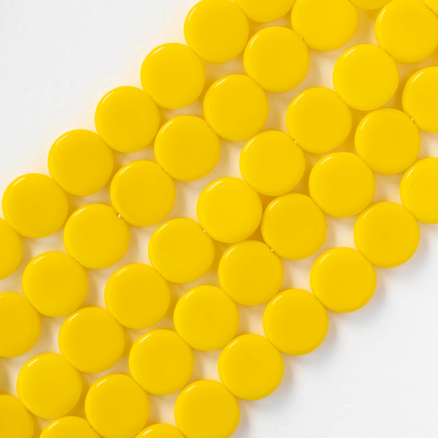 10mm Coin Beads - Opaque Yellow  - 20 beads