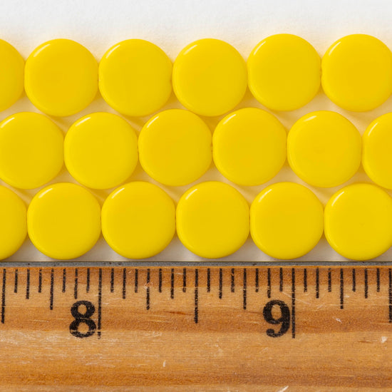 10mm Coin Beads - Opaque Yellow  - 20 beads