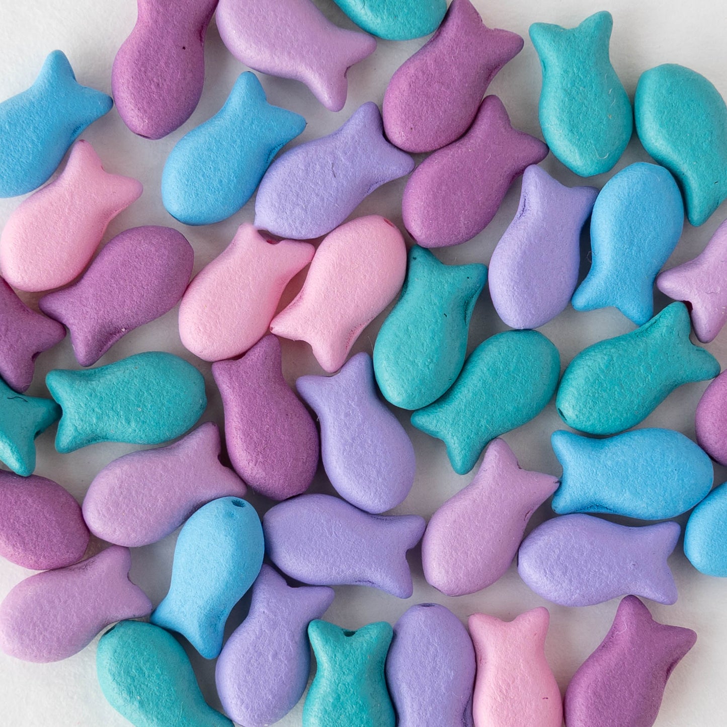 6x10mm Glass Fish Beads - Matte Opaque Mix - 50 beads