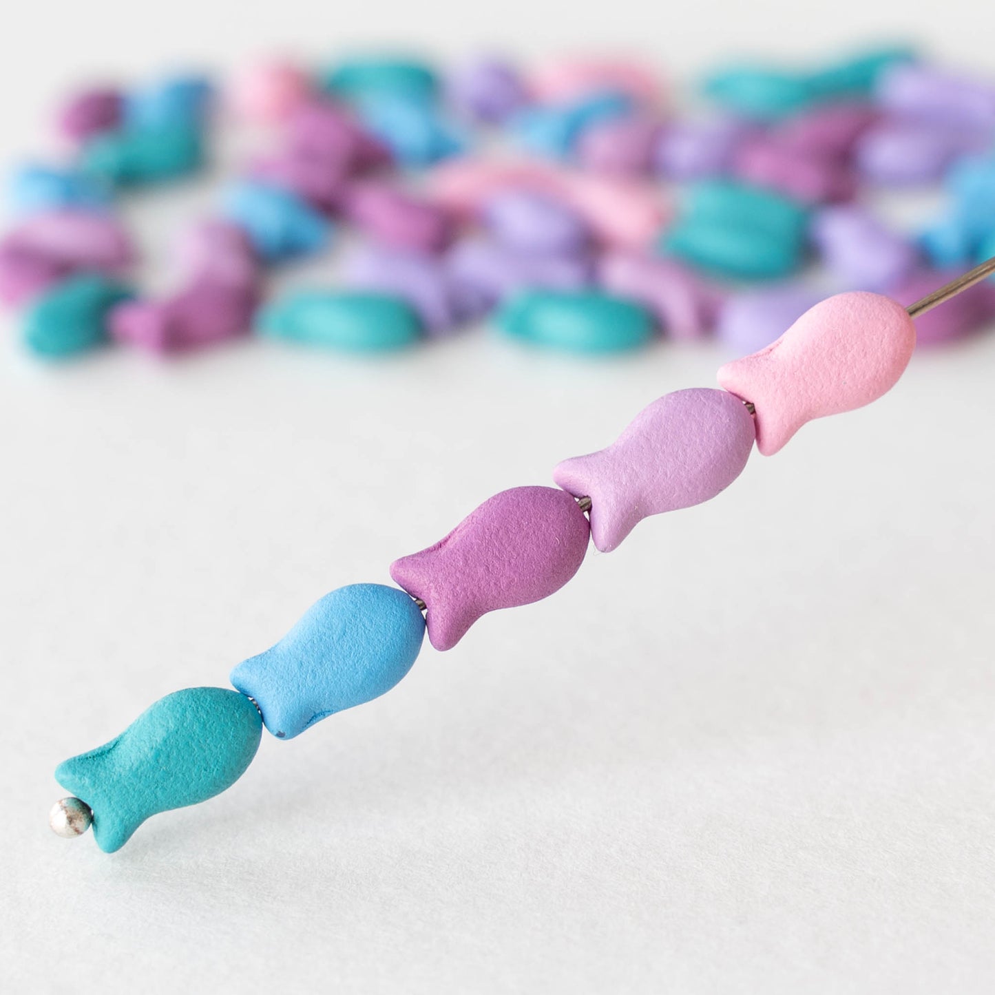 6x10mm Glass Fish Beads - Matte Opaque Mix - 50 beads