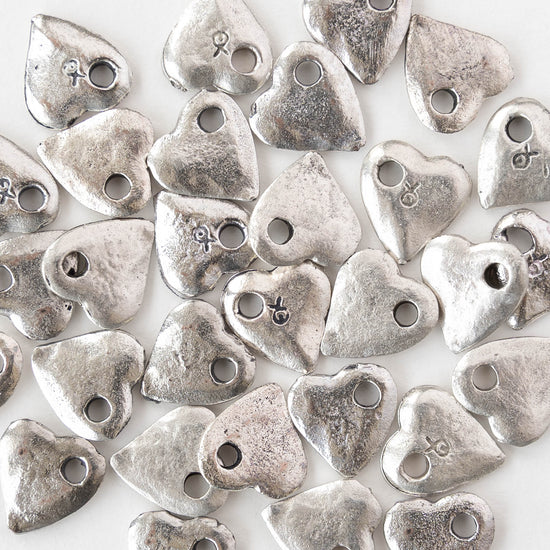 10mm Mykonos Heart Pendant - Antique Silver - 4 or 12 pendants