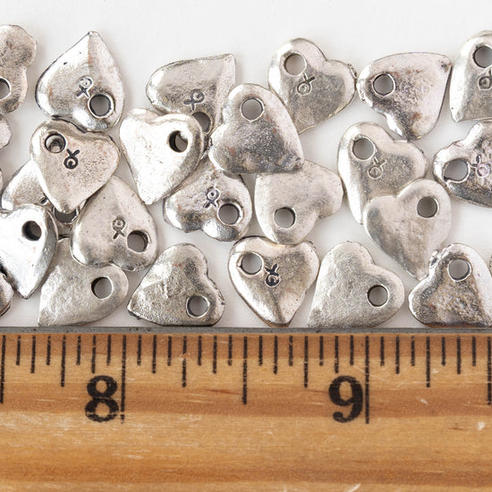 10mm Mykonos Heart Pendant - Antique Silver - 4 or 12 pendants