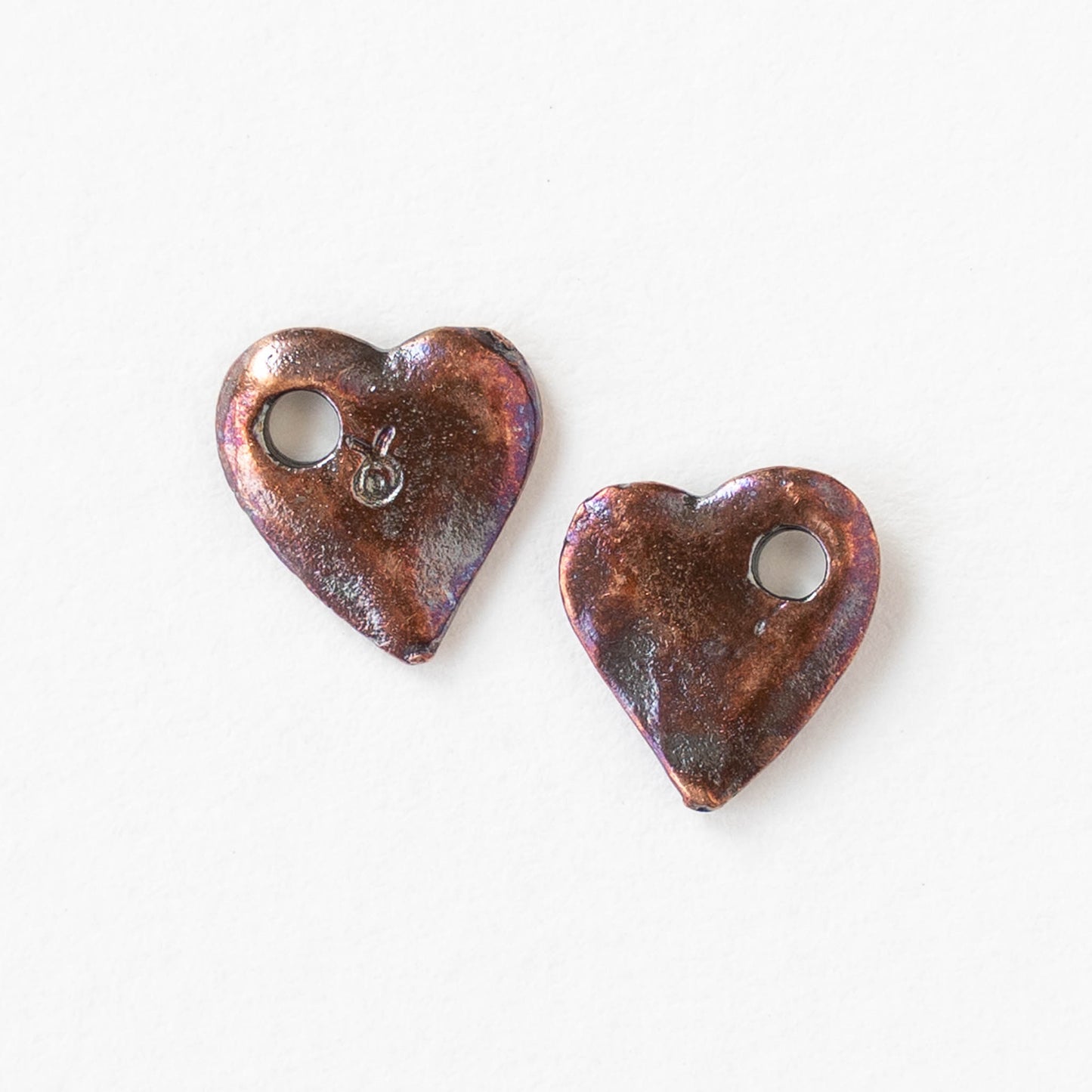 10mm Mykonos Metal Heart Beads - Antiqued Copper Patina - 4 or 12