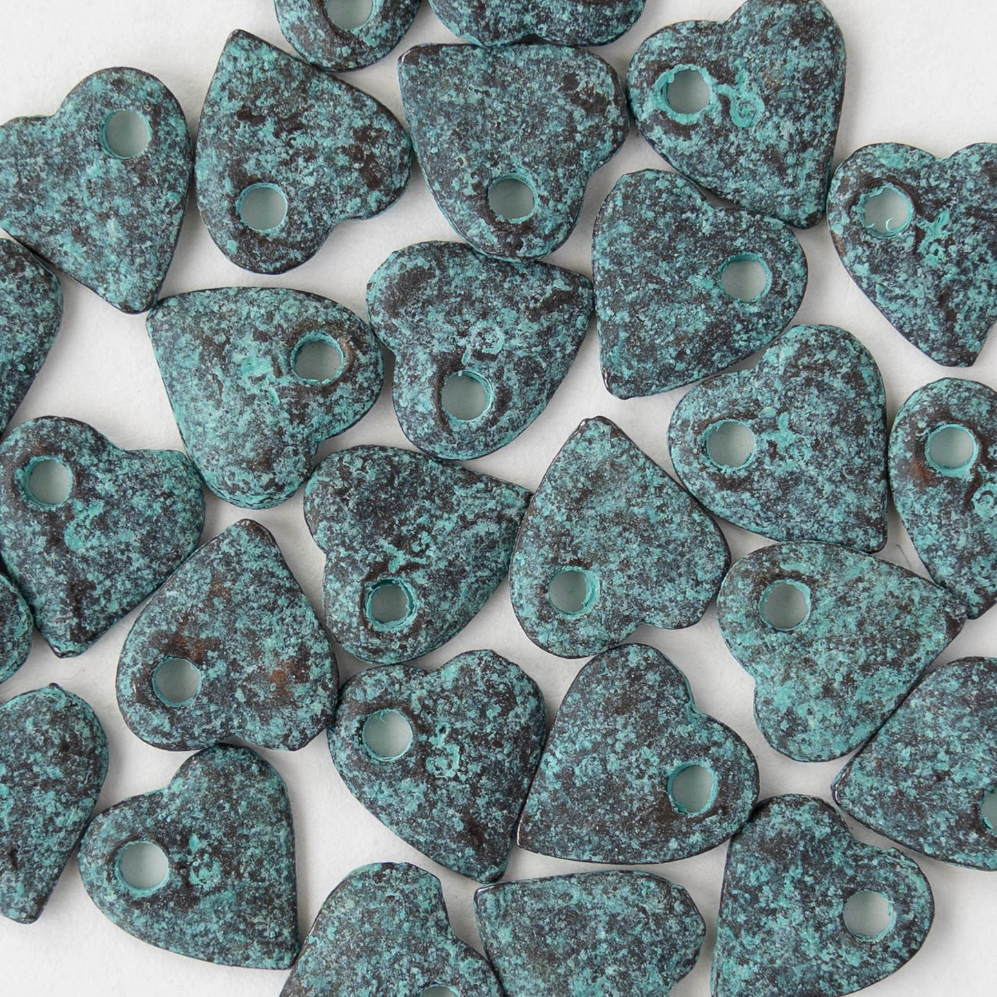 10x11mm Mykonos Heart Beads - Copper Patina - 4 or 12