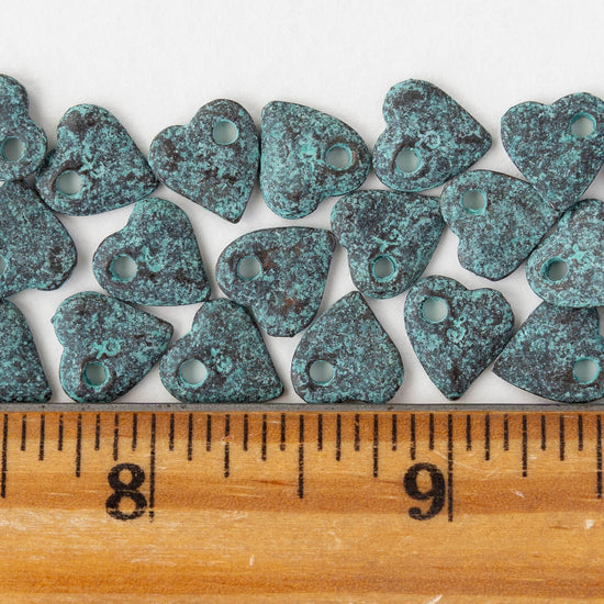 10x11mm Mykonos Heart Beads - Copper Patina - 4 or 12