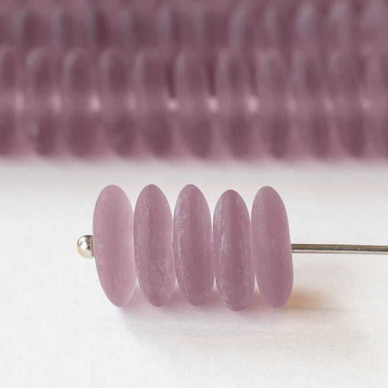 10mm Glass Rondelle Beads - Matte Amethyst - 30 Beads