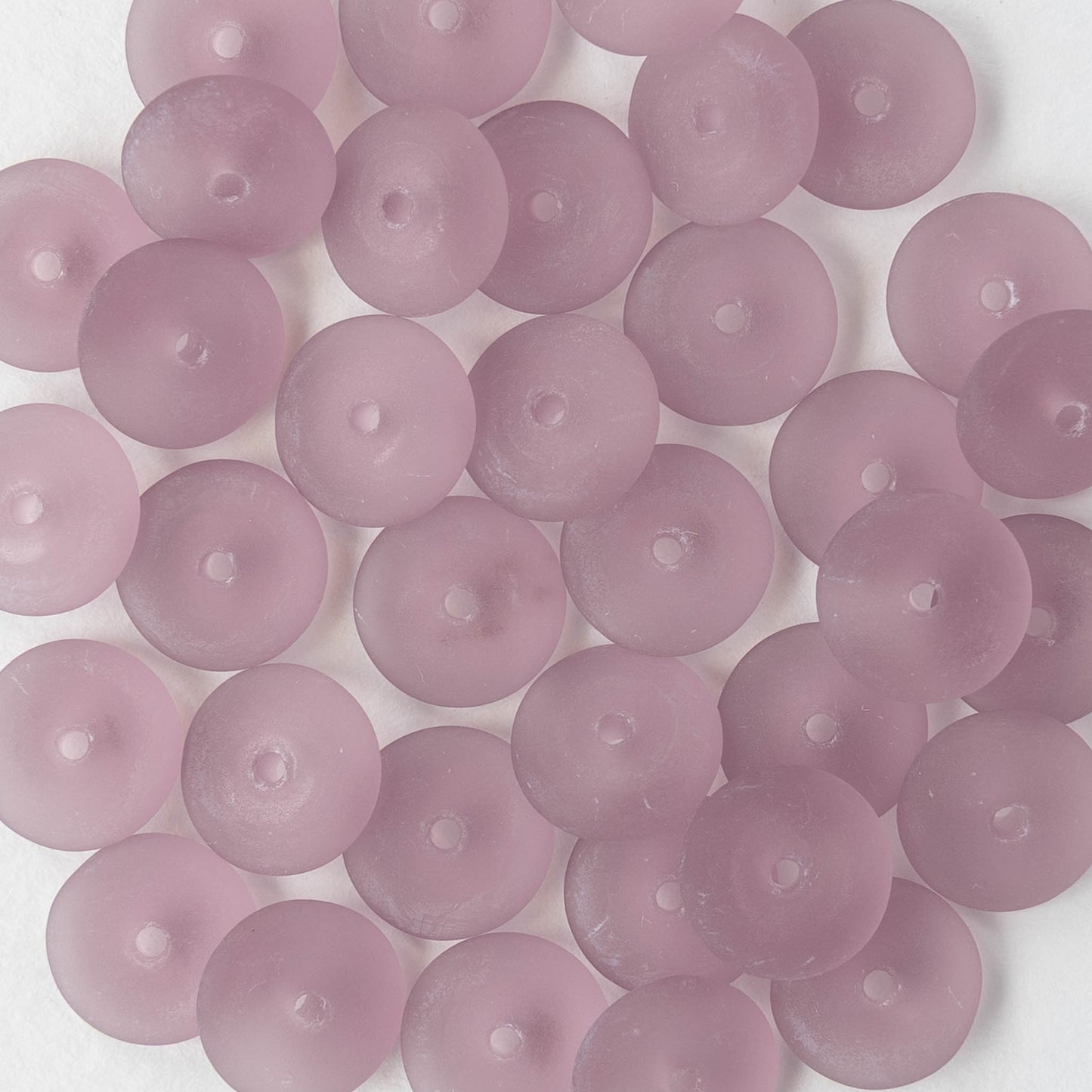10mm Glass Rondelle Beads - Matte Amethyst - 30 Beads