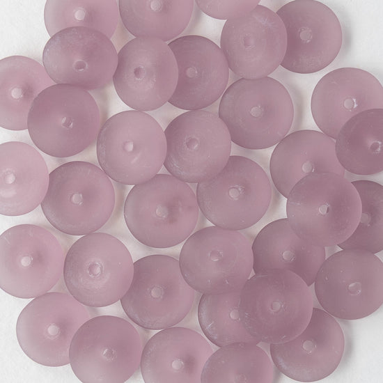 10mm Glass Rondelle Beads - Matte Amethyst - 30 Beads