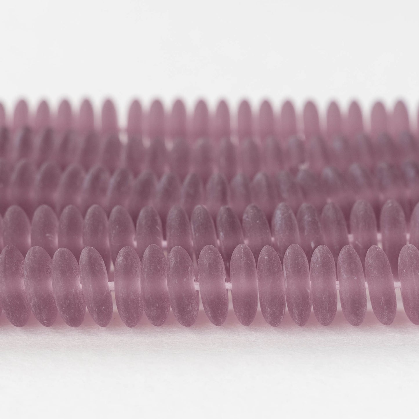 10mm Glass Rondelle Beads - Matte Amethyst - 30 Beads
