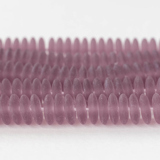 10mm Glass Rondelle Beads - Matte Amethyst - 30 Beads