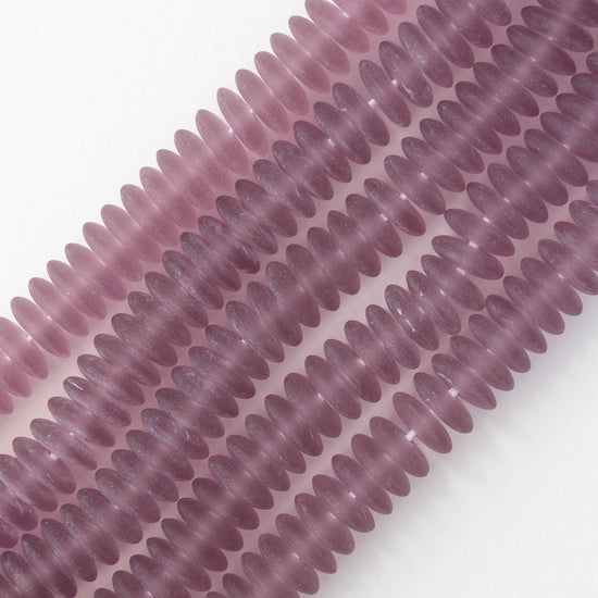 10mm Glass Rondelle Beads - Matte Amethyst - 30 Beads