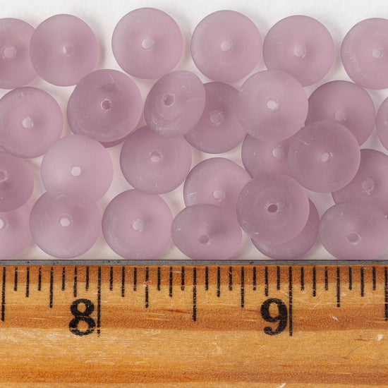 10mm Glass Rondelle Beads - Matte Amethyst - 30 Beads