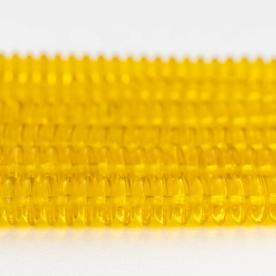 10mm Glass Rondelle Beads - Citrine - 30 Beads