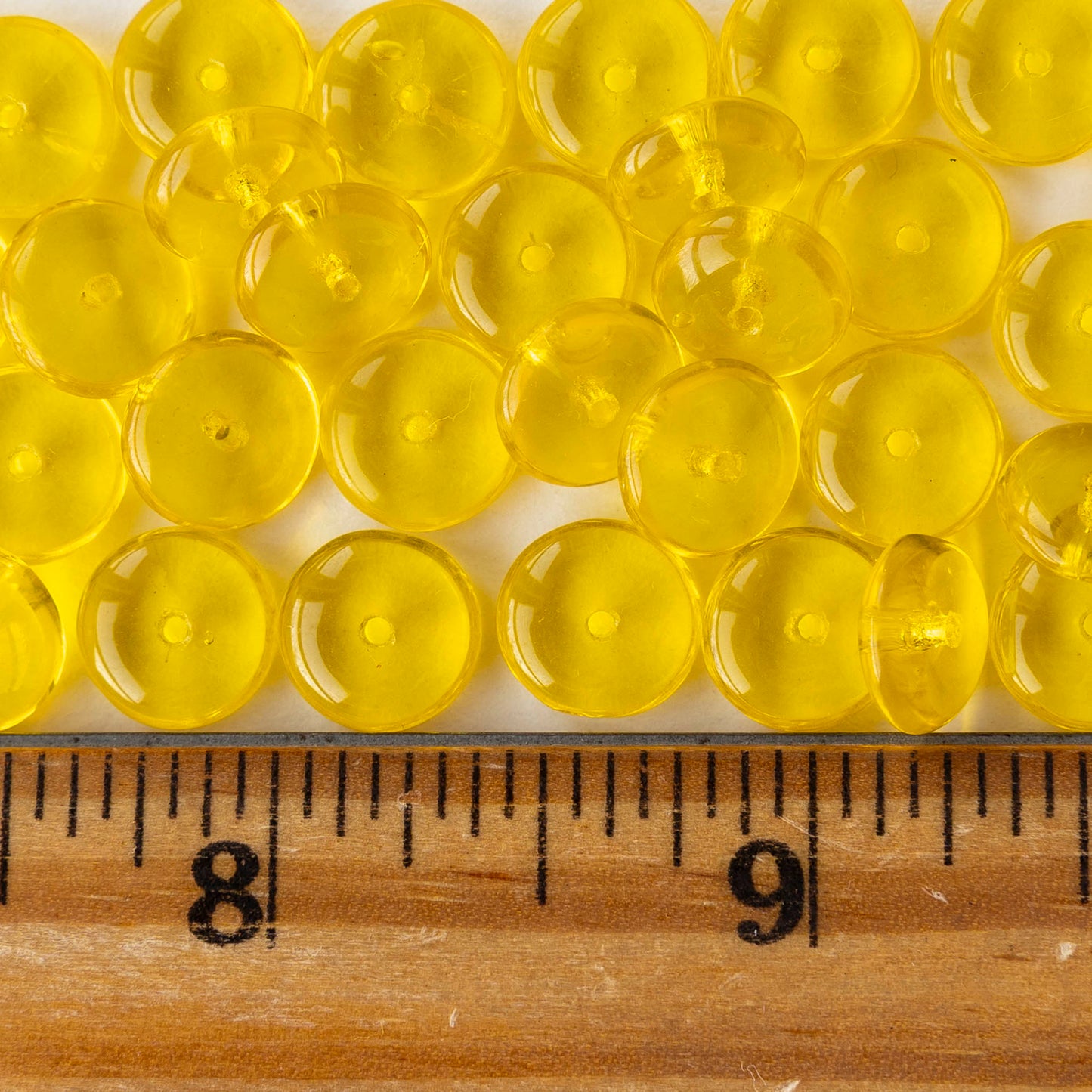 10mm Glass Rondelle Beads - Citrine - 30 Beads