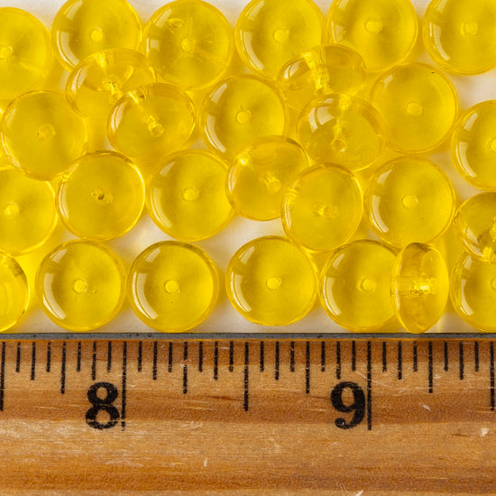 10mm Glass Rondelle Beads - Citrine - 30 Beads