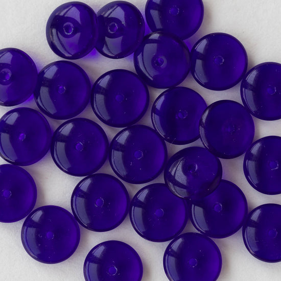10mm Rondelle Beads - Cobalt Blue - 30 Beads
