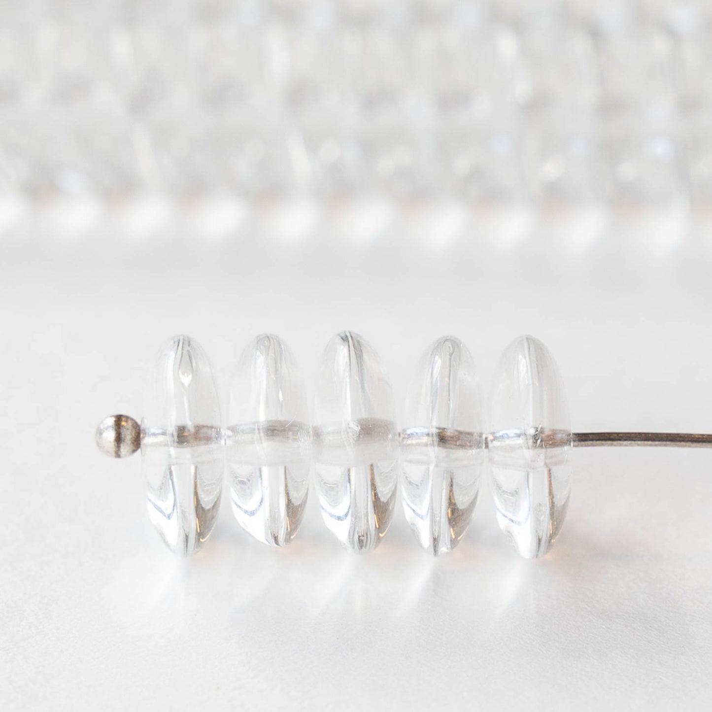 10mm Glass Rondelle Beads - Crystal - 30 Beads