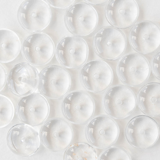 10mm Glass Rondelle Beads - Crystal - 30 Beads