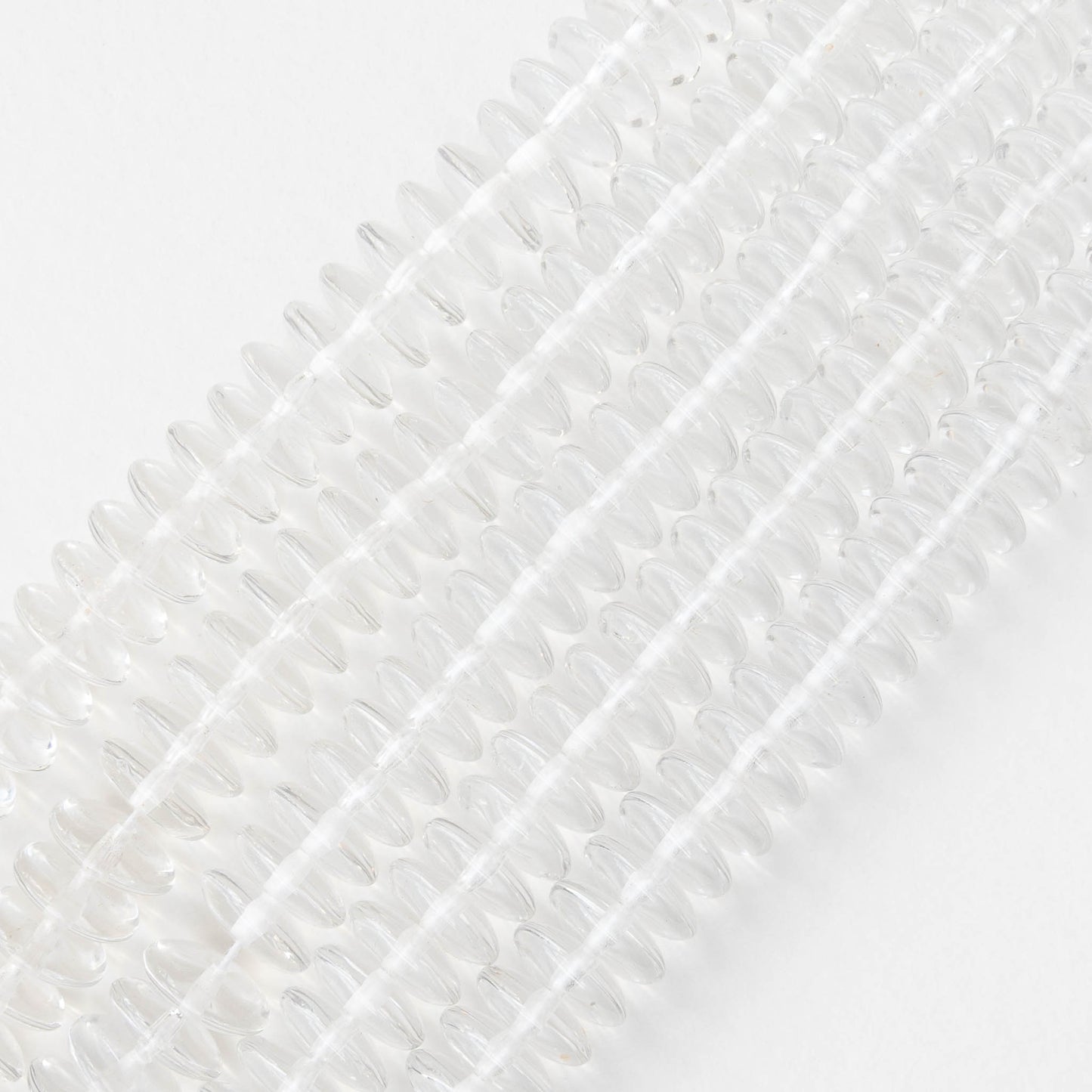 10mm Glass Rondelle Beads - Crystal - 30 Beads