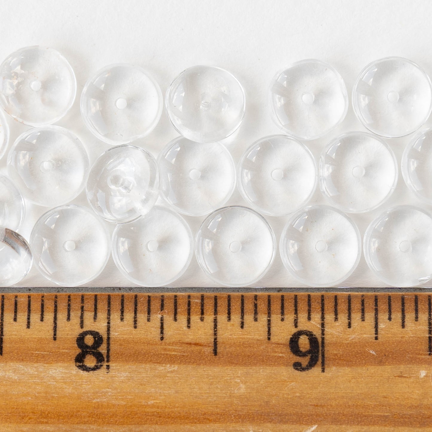 10mm Glass Rondelle Beads - Crystal - 30 Beads